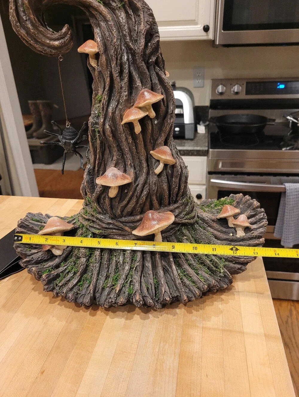 NEW Halloween Whimsical Mushroom Wood Witch Tree Hat Accent with LED Lights